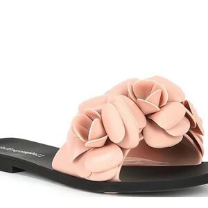 Jeffrey Campbell Pink Floral Jelly Slide Sandals, Size 7